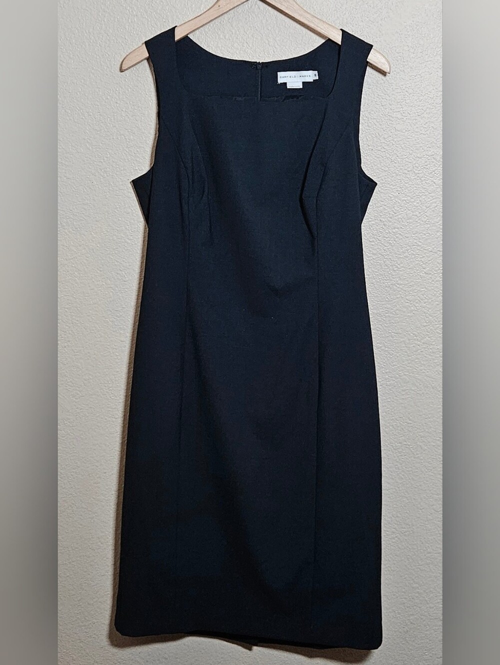 VINTAGE 90'S LITTLE BLACK SQUARE NECK SHEATH DRESS, LINED .